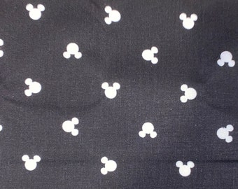 Mickey Mouse ears fabric black poly/cotton sewing crafting print fabric