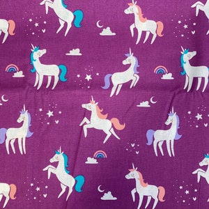 Unicorn Fabric purple quilting cotton crafting sewing fabric