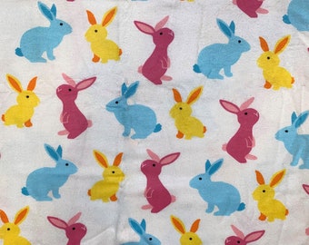 Bunny Flannel fabric rabbit cotton quilting crafting sewing Flannel fabric
