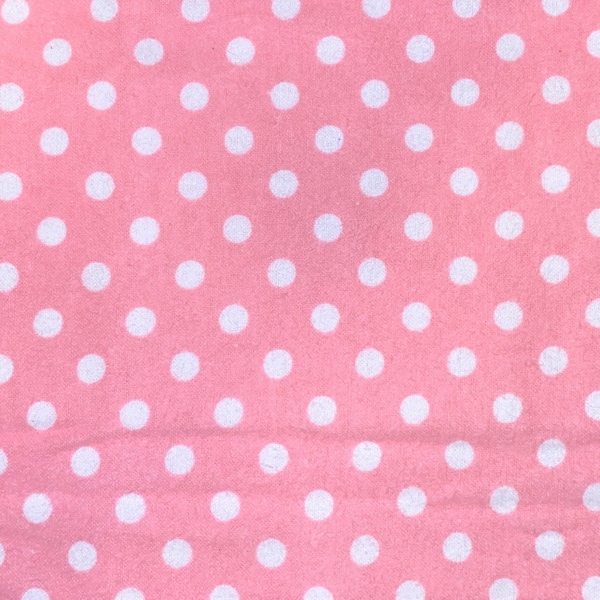 Pink polka dot Flannel quilting crafting sewing Flannel fabric