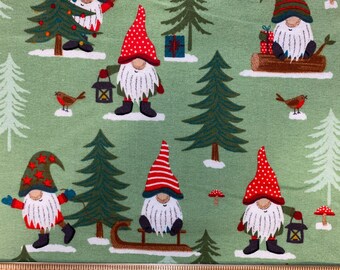 Gnomes Flannel (2 choices) quilting crafting sewing Flannel fabric