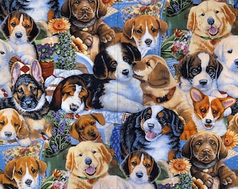 Dogs puppy 100% cotton quilting crafting sewing project fabric