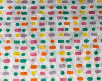 Color Dots on white fabric cotton crafting sewing quilting fabric