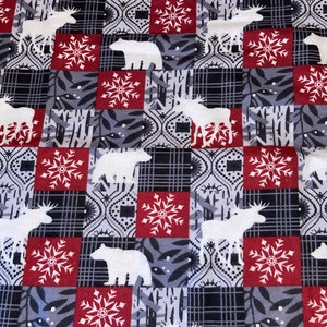 Winter Animal Flannel Fabric: Bear & Moose Cotton Quilting