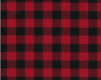Red and Black Buffalo Plaid Flannel Fabric: Christmas Cotton Quilting