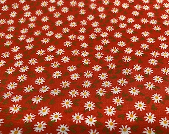 Daisy Floral fabric red orange blue cotton quilt craft sewing fabric - 5 choices