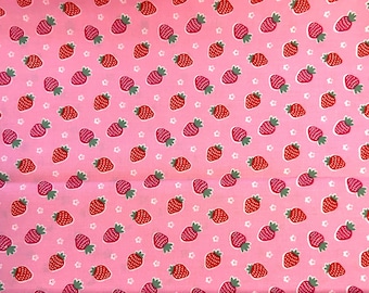 Strawberry Fabric pink white floral quilting sewing craft fabric