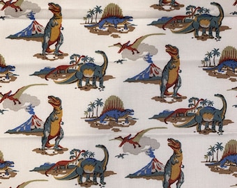 Dinosaur Fabric beige cotton quilting crafting sewing fabric