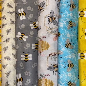 Bee fabric (9 choices) cotton quilting crafting sewing fabric