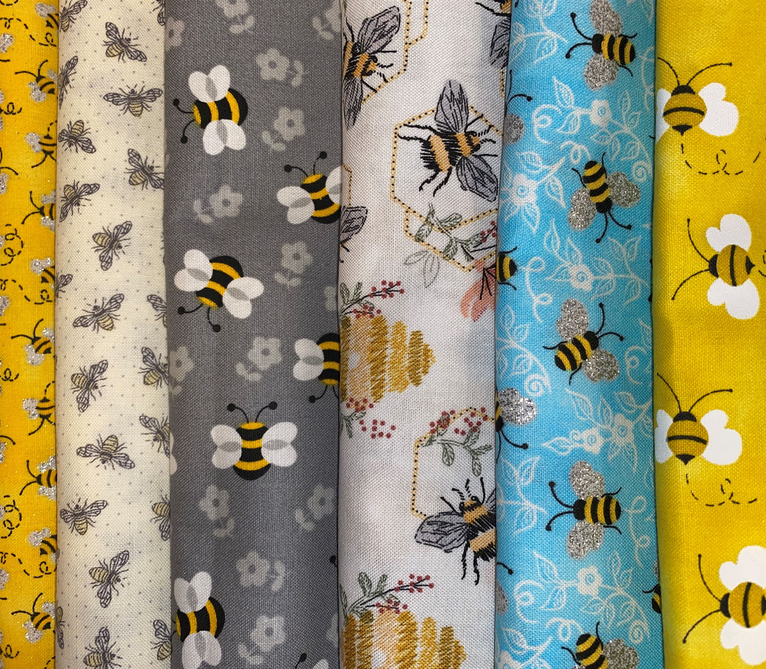 Bee fabric (9 choices) cotton quilting crafting sewing fabric