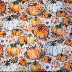 Pumpkin Fabric fall leaves cotton quilting crafting sewing fabric (3 choices)
