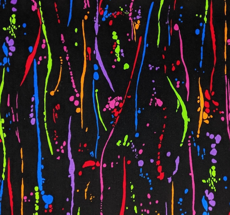 Splatter fabric multi rainbow paint cotton quilting crafting Etsy