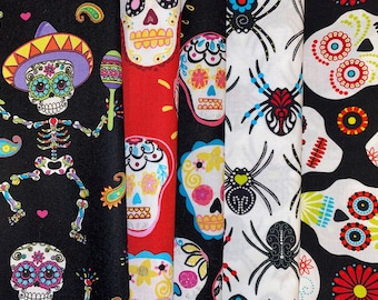 Sugar Skulls fabric Halloween quilt crafting sewing Fabric You Choose