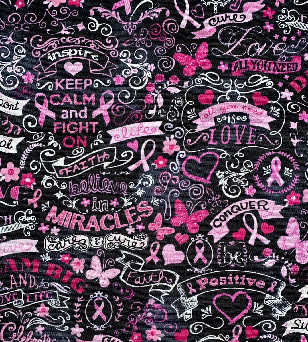 Breast Cancer Fabric Pink Ribbon Cotton Quilting Sewing Craft Fabric - Etsy