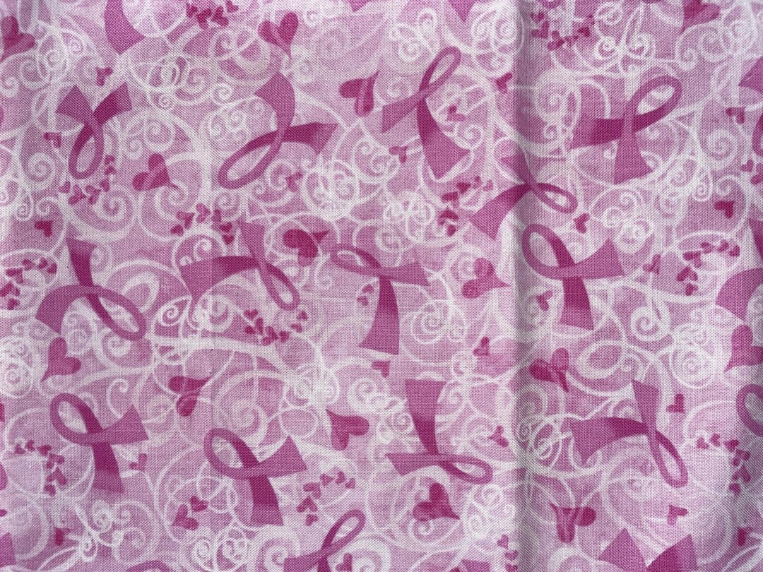 Pink Ribbon Fabric Swirl Quilt Cotton Craft Sewing Fabric - Etsy