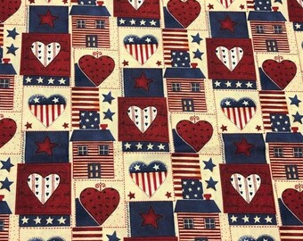 Rustic Patriotic Fabric homes quilting sewing craft fabric