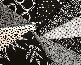 Black & White Fabric prints cotton quilt craft sewing fabric #1
