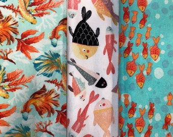 Fish Flannel (3 choices) cotton quilt craft sewing fabric