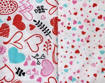 Heart Valentine Fabric cotton crafting sewing fabric - You Pick