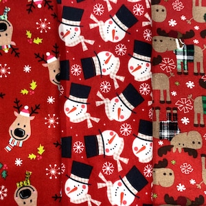 Christmas Winter Flannel fabric (U Pick) red cotton quilt craft sewing Flannel fabric
