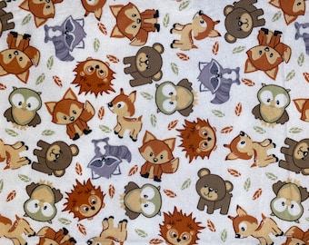Woodland Animals Flannel nursery quilting sewing Flannel fabric