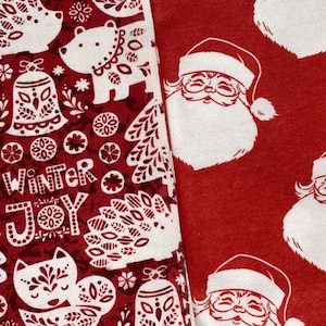 Christmas Winter Flannel fabric red quilting craft sewing Flannel fabric