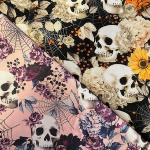 Halloween Skull Fabric (You Pick) flowers quilting crafting sewing fabric