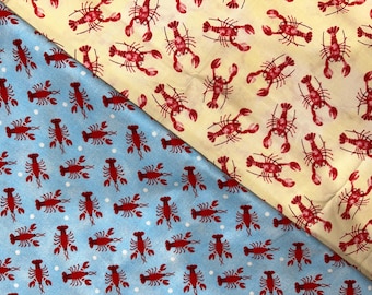Red Lobster Fabric blue yellow quilting craft sewing fabric