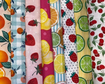 Fruit fabric citrus food cotton quilting crafting sewing fabric - You Choose