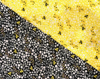 Floral Bee Fabric whimsy quilting craft sewing fabric - You Pick