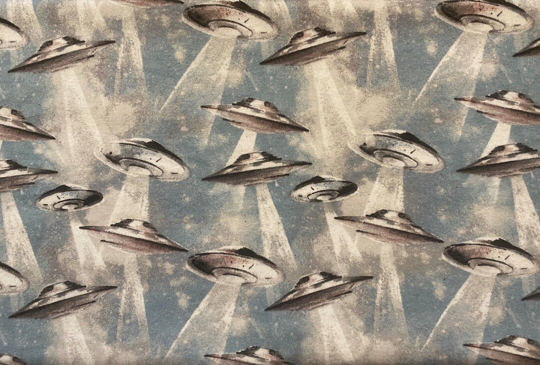 UFO Fabric Flannel Ufo's Aliens Cotton Quilting Crafting Etsy