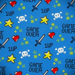 Gamer fabric video game cotton quilting crafting sewing fabric