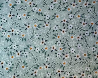 Light Sage Floral Fabric daisy quilting sewing craft fabric