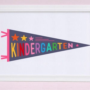Kindergarten Pennant Flag Svg Cut File Tee Digital Download Clipart Cricut Silhouette Kindergarten Cute Vintage Wall Decoration Kids DIY png