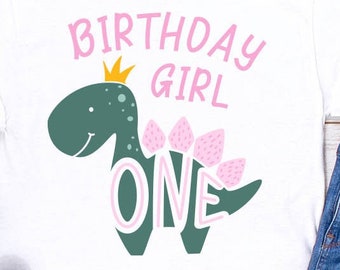 Dinosaur First Birthday Svg Cut File Shirt SVG Digital Download Clipart Cricut Silhouette Cut File SVG 1st Birthday One Dino Birthday Girl