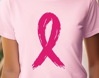 Breast Cancer Awareness Heart Ribbon, Distressed Ribbon, In oktober dragen we roze, borstkankerpreventiemaand, Team Pink Ribbon