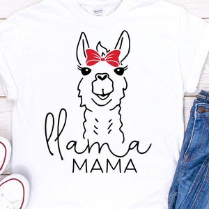 Lama Mama SVG Fête des Mères Cadeau Silhouette Design Llama Instant Télécharger Cute Lama T-Shirt Cricut Silhouette Cut File svg dxf eps DIY Idea