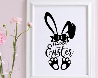 Happy Easter Svg Easter Bunny Svg Bunny Cut File Girls Easter Shirt Digital Download Bunny Clipart Cricut Silhouette Cut File bunny shirt