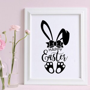 Happy Easter Svg Easter Bunny Svg Bunny Cut File Girls Easter Shirt Digital Download Bunny Clipart Cricut Silhouette Cut File bunny shirt