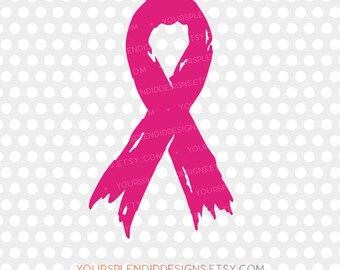 Breast Cancer Awareness Heart Ribbon, Distressed Ribbon, In oktober dragen we roze, borstkankerpreventiemaand, Team Pink Ribbon