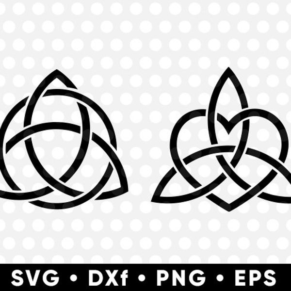 Triquetra Heart SVG PNG Celtic Trinity Tribal Knot Digital Download Cricut Silhouette T-Shirt Cut File Vector Stencil Decal Cutting File