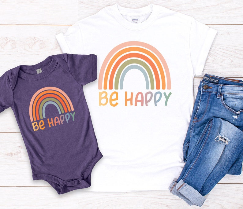 Download Rainbow Be Happy SVG Cut Files Cricut Files Cute T-Shirt Cut | Etsy