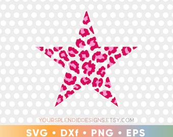 Luipaardprint ster SVG roze ster Cricut bestanden schattig T-shirt gesneden bestand clipart afdrukbaar silhouet vintage svg-bestand voor Cricut Animal Print