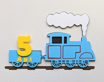 SVG de trem multicamadas, arquivo de corte vetorial de trem Choo Choo, SVG de aniversário de trem