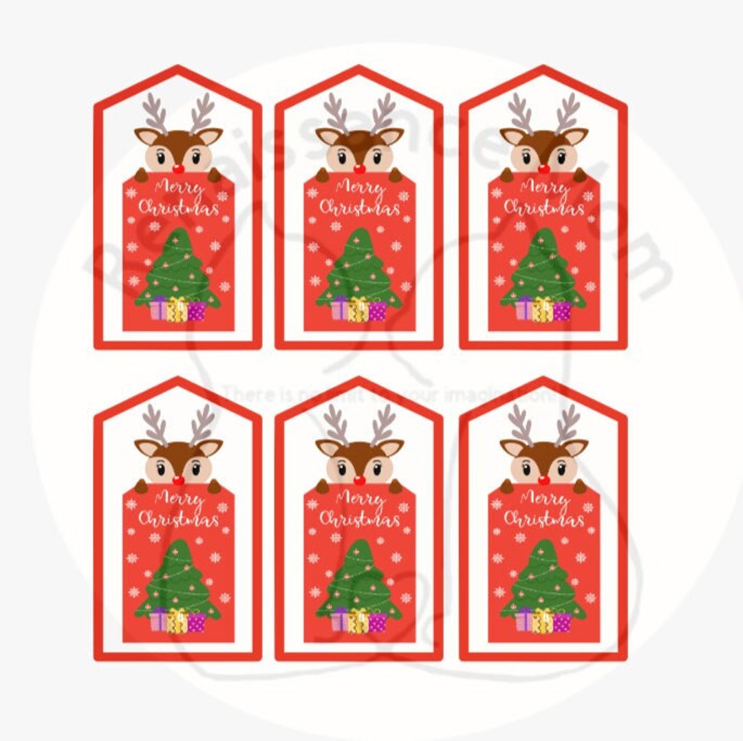 Reindeer Christmas Gift Tags Printable Reindeer Christmas - Etsy