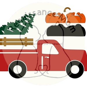 Vintage Pick Up Truck SVG With Interchangeable Pieces, Truck Seasonal Sign SVG, Truck with Pumpkins SVG, Truck with Christmas Tree svg