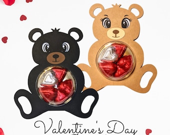 Valentine Bear Candy Holder Ornament, CUT FILE Girl and Boy Bear, Ornament Gift SVG, Teddy Bear Candy Ornament, Ornamento Para Dulces