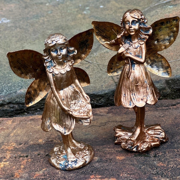 Metal copper fairy girl/ In memory gift / Gardener gift / Fairy Garden Bench/ Terrarium Mini Garden gift / Window Plant Bench/Girl gift mom