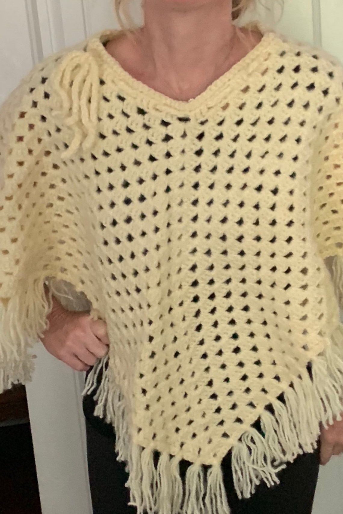 Vintage Cremefarbenes Häkeltuch | Etsy