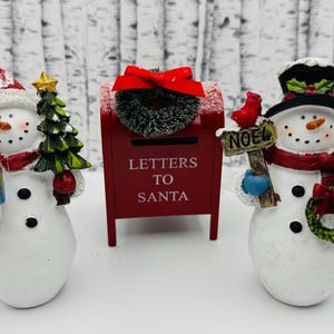 Buzón de metal en miniatura para jardín de hadas, cartas a Papá Noel, adorno para tarta, bandeja navideña, decoración para oficina de correos, casa de muñecas, terrario, muñeco de nieve